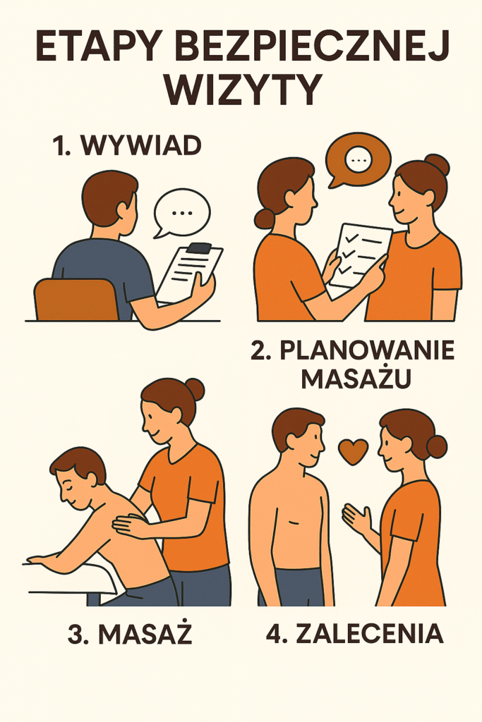 Etapy bezpiecznej wizyty u masażyty